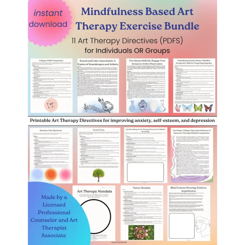 expressive healing bundle : a mindfulness based art therapy approach worksheets +bonus(books)